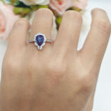 Art Deco Pear Teardrop Halo Ring 