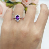 Art Deco Pear Teardrop Halo Ring 