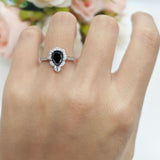 Art Deco Pear Teardrop Halo Ring 