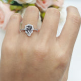 Art Deco Pear Teardrop Halo Ring 