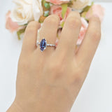 Art Deco Marquise Solitaire Hidden Halo Ring