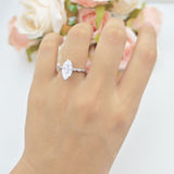 Art Deco Marquise Solitaire Hidden Halo Ring