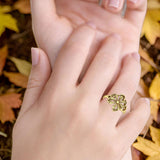 Minimalist 15mm Flower Leaf Ring Oxidized 925 Sterling Silver