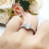 Three Stone Oval Natural Stone Trellis Ring