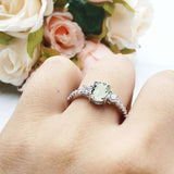 Three Stone Oval Natural Stone Trellis Ring