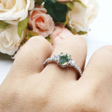 Three Stone Oval Natural Stone Trellis Ring