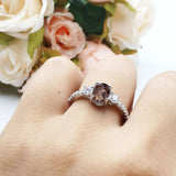 Three Stone Oval Natural Stone Trellis Ring