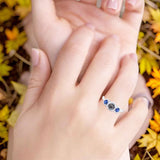 Round Natural Stone Three Stone Ring