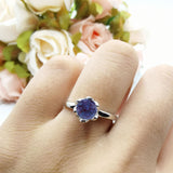 Floral Round Natural Stone Solitaire Ring