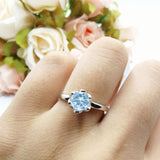 Floral Round Natural Stone Solitaire Ring
