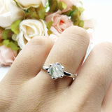 Floral Round Natural Stone Solitaire Ring