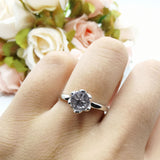 Floral Round Natural Stone Solitaire Ring