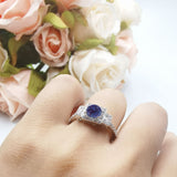 Art Deco Round Natural Stone Halo Princess Cut Ring