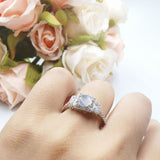 Art Deco Round Natural Stone Halo Princess Cut Ring