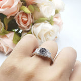 Art Deco Round Natural Stone Halo Princess Cut Ring