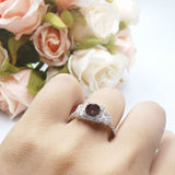 Art Deco Round Natural Stone Halo Princess Cut Ring