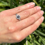 Vintage Style Halo Round Natural Stone Ring