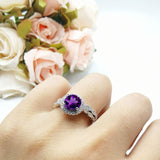 Two Piece Round Natural Stone Flower Ring