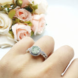 Two Piece Round Natural Stone Flower Ring