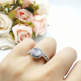 Two Piece Round Natural Stone Flower Ring