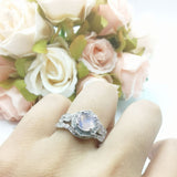 Three Piece Round Natural Stone Flower Ring