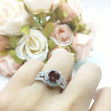 Three Piece Round Natural Stone Flower Ring