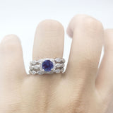 Three Piece Round Natural Stone Bridal Ring