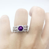 Three Piece Round Natural Stone Bridal Ring