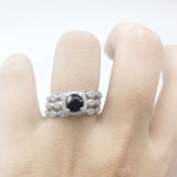 Three Piece Round Natural Stone Bridal Ring