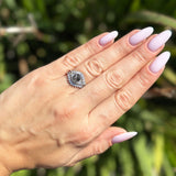 Three Piece Oval Natural Stone Beaded Ring 