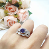 Three Piece Round Natural Stone Cocktail Ring