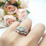 Three Piece Round Natural Stone Cocktail Ring