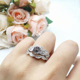 Three Piece Round Natural Stone Cocktail Ring