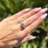 Vintage Style Round Natural Stone Flower Ring