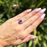 Vintage Style Oval Natural Stone Floral Ring