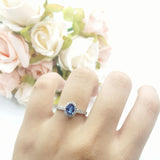 Oval Natural Stone Flower Ring