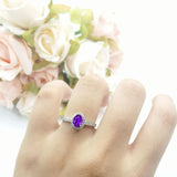 Oval Natural Stone Flower Ring