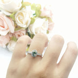Oval Natural Stone Flower Ring