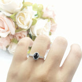 Oval Natural Stone Flower Ring