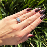 Three Stone Oval Natural Stone Trellis Ring