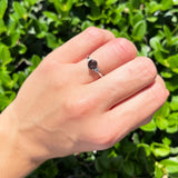 Art Deco Round Natural Stone Three Stone Ring