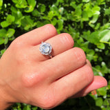 Art Deco Round Natural Stone Flower Ring