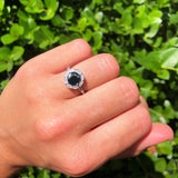 Art Deco Round Natural Stone Flower Ring