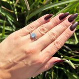 Round Natural Stone Curved Art Deco Ring