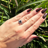 Round Natural Stone Curved Art Deco Ring