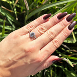 Round Natural Stone Curved Art Deco Ring