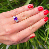 Three Stone Oval Natural Stone Trellis Ring