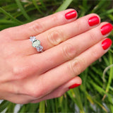 Three Stone Oval Natural Stone Trellis Ring