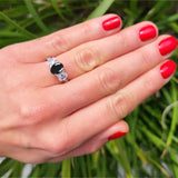 Three Stone Oval Natural Stone Trellis Ring