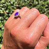 Vintage Style Oval Natural Stone Flower Ring